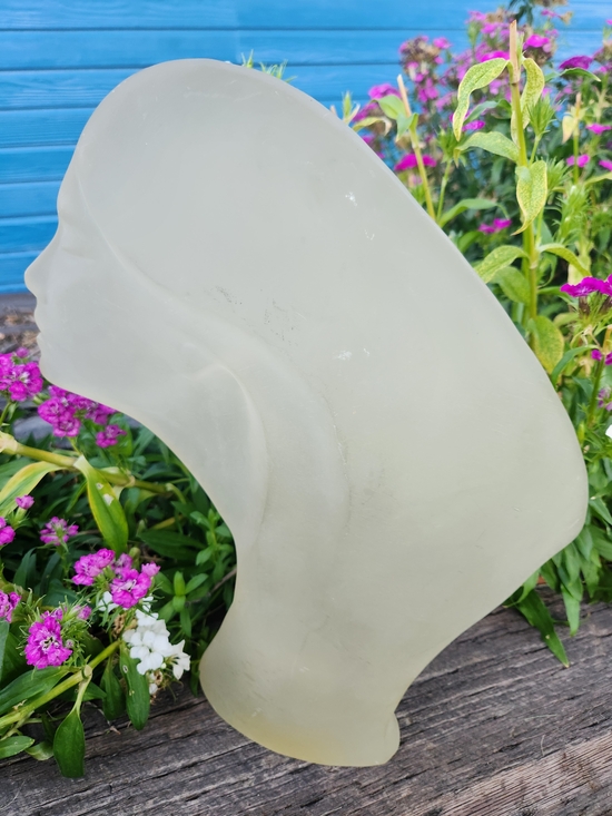 Other - Frosted Lucite Head Sculpture - Cream Decorative Bust